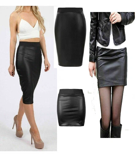 Faux-leather pencil skirt - Women