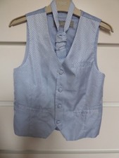 Next Signature Boys Light Blue Wedding/Smart Waistcoat And Cravat Set 8 Years