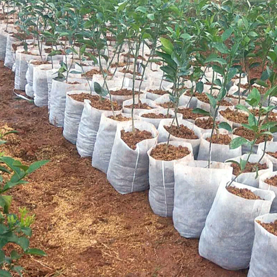 100x Biodegradable Non-woven Nursery Bag Pot Plant Grow Bags Fabric Pots Pouches - Image 4 of 4