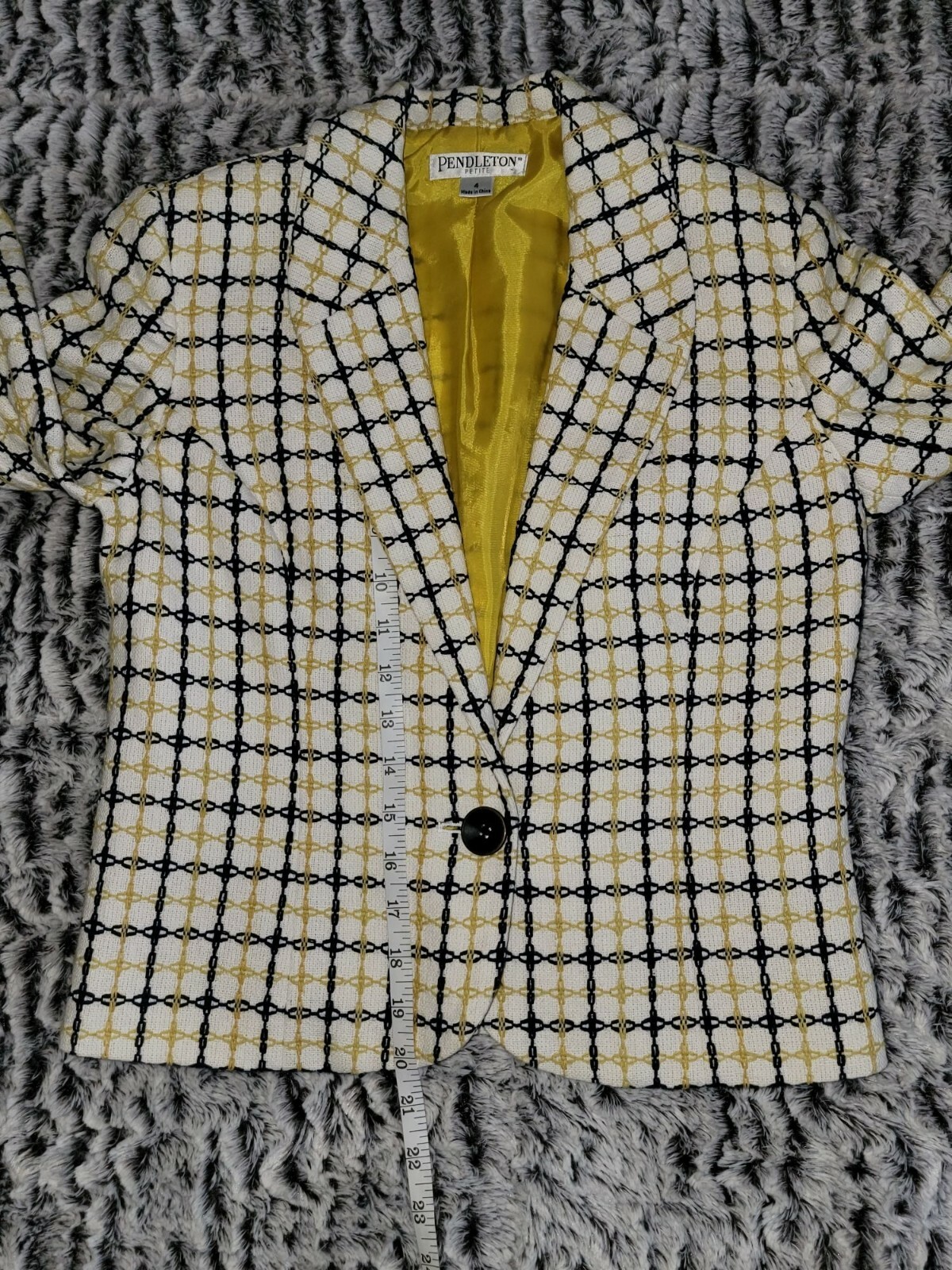 PENDLETON Petite  Yellow/White one Button Blazer … - image 4