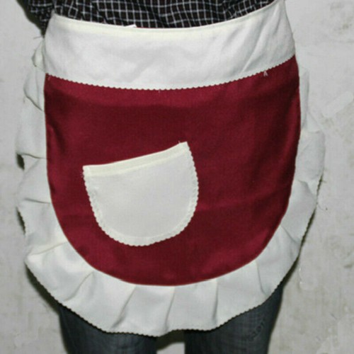 Lady Apron Half Waist Maid Costume Cafe Bar Waitress Uniform Retro Ruffle Modern - Picture 11 of 19