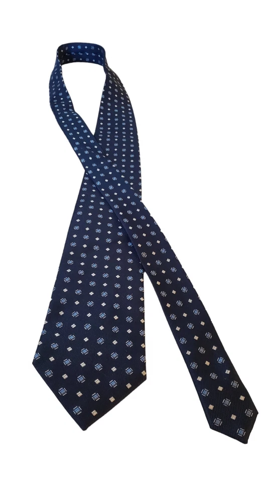 Jos A Bank Executive Collection Luxury Tie Blue Geometric Silk Necktie Hand Made - Image 4 of 4