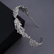 Silver Wedding Leaf Hair Vine Bridal Accessories Crystal Tiara Hair Jewelry
