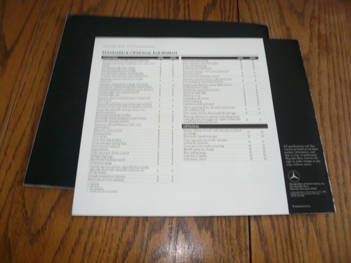 1986 Mercedes 300 Class Sales Brochure w/Technical Specifications Insert - Picture 13 of 14