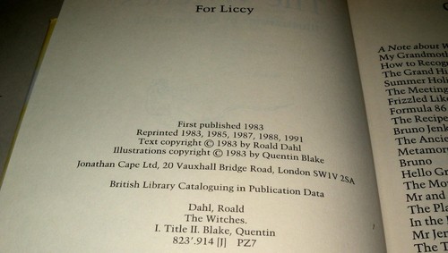 The Witches, Roald Dahl, 1991 Reprinted, Hardback Book, Dustjacket, Illustrated - Picture 4 of 14