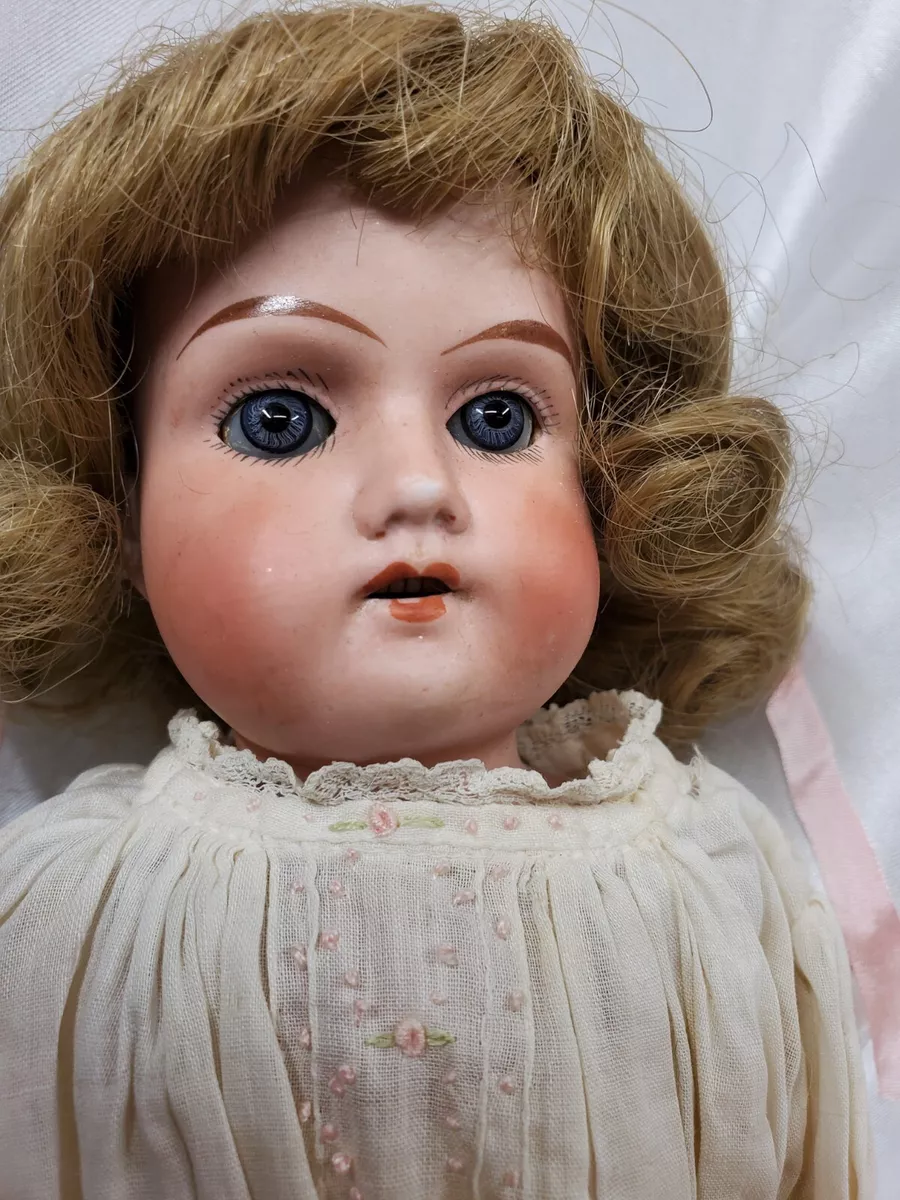 16 Antique German Ruth 111 Bisque Doll kid white leather body sleep eye AM  doll