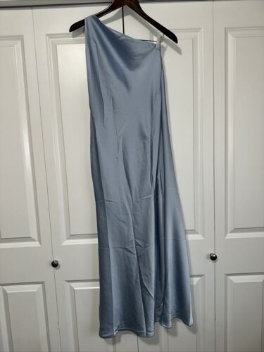 Commense Lightweight Satin Spaghetti Strap Maxi Dress Blue M NWT