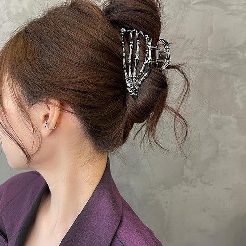 2PCS Skeleton Hand Hair Clips Halloween Punk Claw Clip Day of the Dead Styling - Picture 7 of 7
