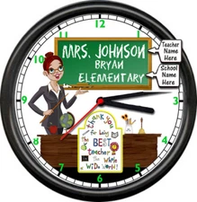 Personalized Teacher Classroom School Chalkboard Best Ever Sign Wall Clock