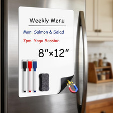 Magnetic Whiteboard for Fridge 12" x 8" Small Weekly Menu Planner