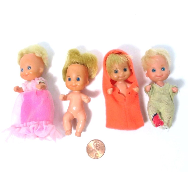 Sunshine Family Mattel Sweets 3 Inch Baby Doll 1973 Lot of 4 Dolls Barbie Read 