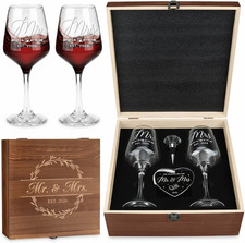 Wedding Gifts for Couples 2026 Mr and Mrs Engraved Wine Glasses Engagement Gift