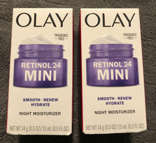New Lot Of 2 Olay Retinol 24 Minis Night Moisturizer 15mlx2 Smooth Renew Hydrate