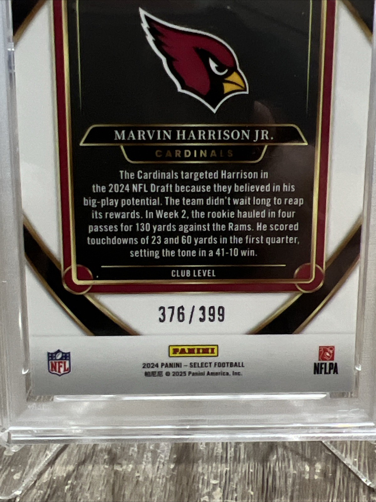 2024 Select Marvin Harrison Jr Orange Shock #217 /399 PSA 9 view 3