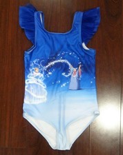DISNEY Princess Cinderella Girls Swimming Blue Suit SWIMSUIT SIZE 9/10 EX
