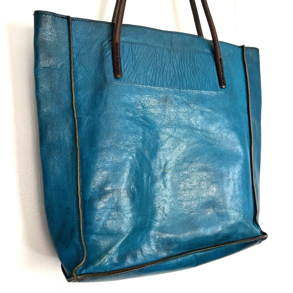 Jutta Neumann New York Yoshi Aqua Blue Leather Small Tote Bag 