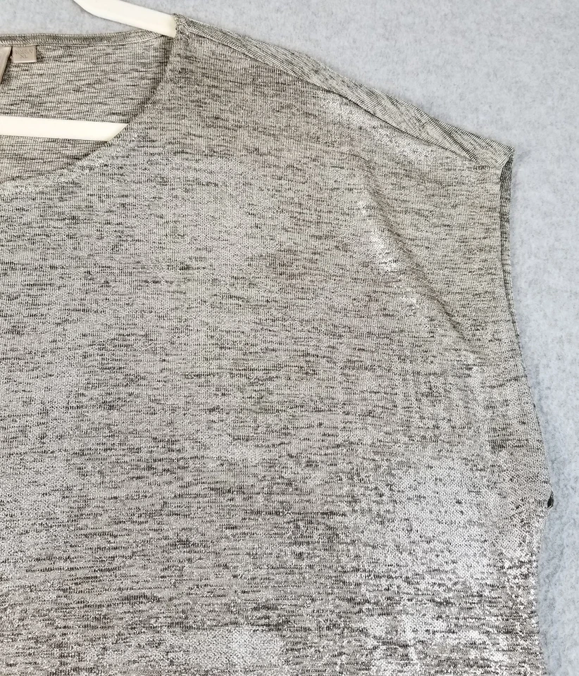 Top DANTELLE para mujer extra grande XL gris dorado metálico manga corta elástico Foto 3 de 4