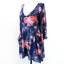 Free People Floral Print Puff Sleeve V-Neck Button Cottagecore Midi Dress Size 2