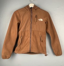 The North Face Glacier Sz 8/10 Brown Full Zip Fleece Hooded Jacket