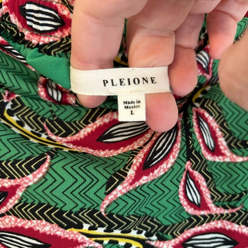 Pleione Women’s peacock bird feather jewel tone knee length pleated skirt large - Image 3 of 4