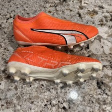 Puma Ultra Match Laceless FG/AG Orange and White Soccer Cleats Mens 4.5 Women 6
