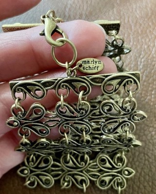 Marlyn Schiff Geometric Gold Tone Brass Cuff Bracelet 7 in Signed