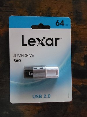 Lexar JumpDrive S60 USB 2.0 Flash Drive, 64GB, White and Black, Protective