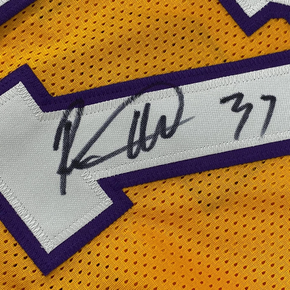 Camiseta amarilla Ron Artest 33x42 autografiada/firmada enmarcada de Los Ángeles certificado de autenticidad PSA/DNA Foto 2 de 2