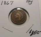 1867 Indian Cent Penny w/ Liberty Band, Great Gift, Key Date