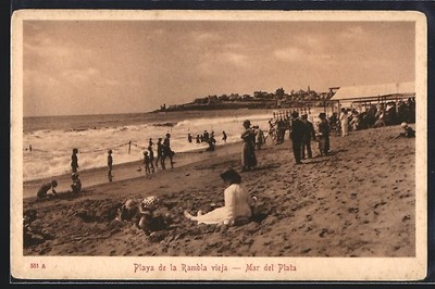 Mar del Plata, Playa de la Rambla vieja, Ansichtskarte 