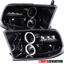 Fit 2009-2018 Dodge Ram 1500 2500 Smoke LED Halo Projector Headlights Headlamps