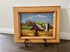 Framed Rural Barn Landscape Painting Wall Art Decor 12/15 Inches
