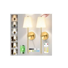 12000mAh Battery Operated Wall Sconce Set of Two, Pack of 2 Gold -No need bulb