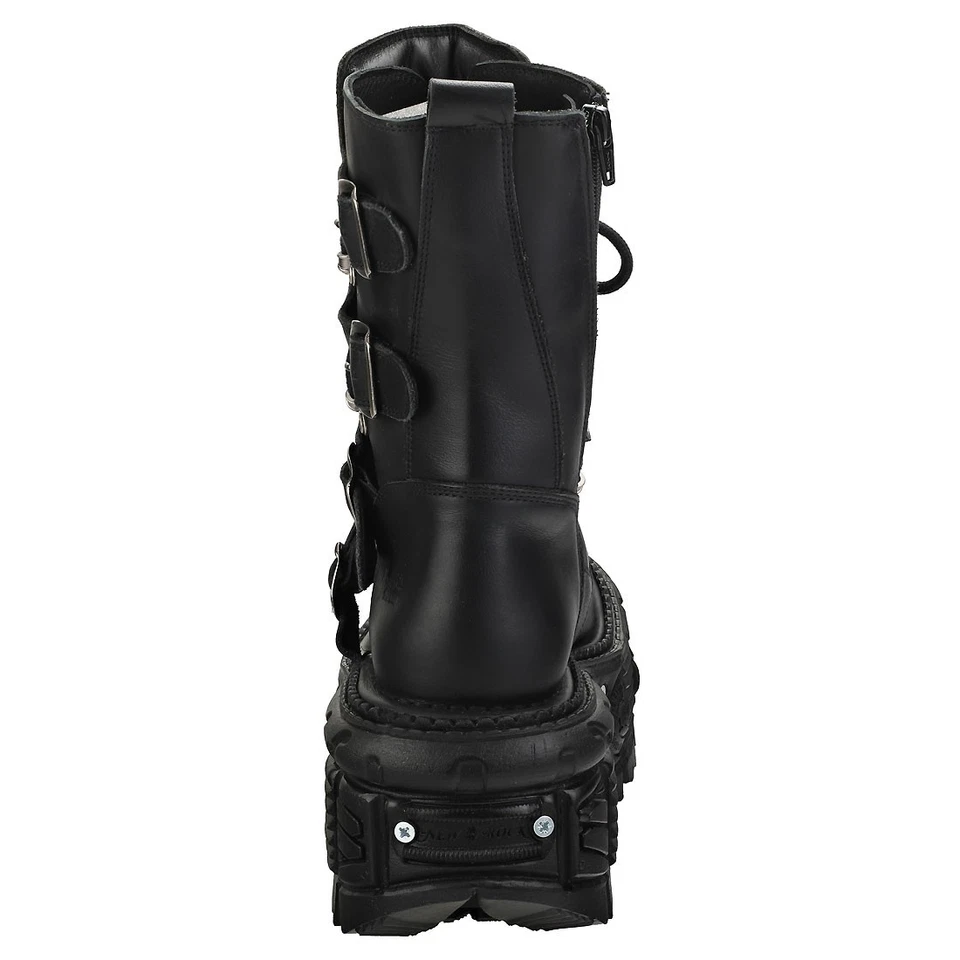 New Rock Unisex Platform Boots - Stivali Punk Nero in Pelle - 45 EU - Immagine 4 di 4