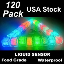 120 PCS Waterproof LED Light Up Ice Cubes for Drinks Party with Colors Changing