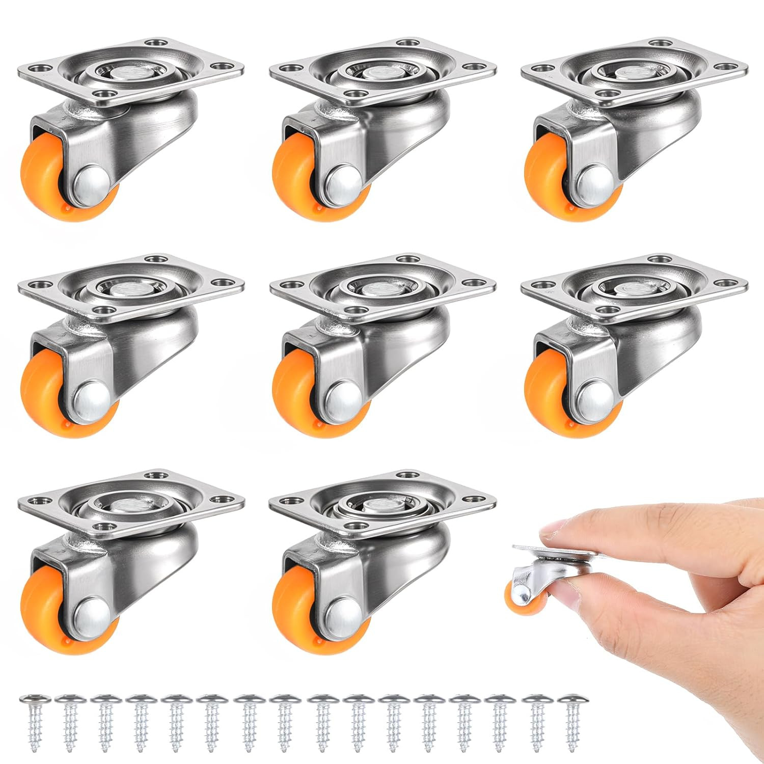 Small Caster Wheels 8 Pcs Swivel Casters Wheel Soft Mini Rubber Caster...