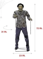 6FT Horror Haunted Hill Farm Guard Zombie Animatronic w/ Sound & Light Prop
