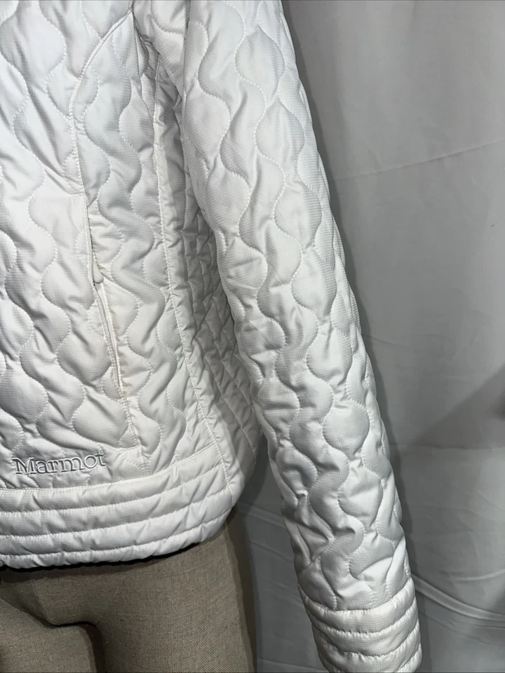 Marmot Jacket Puffer Fur Bomber Women’s Size M White  - Image 4 of 4