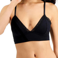 Jenni Women's On Repeat Wide Lace Bralette, Deep Black, Large