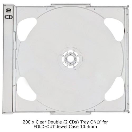 200 Clear Double (2 CDs) Tray for FOLD-OUT 10.4mm Jewel Case 2 Discs Tray Only - Afbeelding 4 van 12