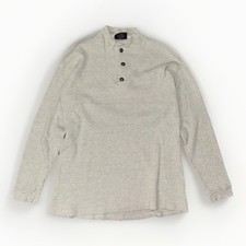 Fierra Everywear Thermal Henley Long Sleeve Shirt Grey Medium Made In USA 21x27
