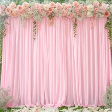 8x10FT Baby Pink Backdrop Curtains 2 Panels 4x10FT Polyester Wedding Decor