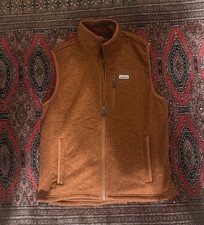 Orvis Mens Brown/Orange Fleece Vest Size Larg...