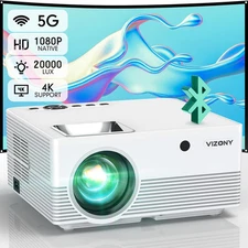 Projector with 5G WiFi and Bluetooth, 20000L 600ANSI Full HD Native 1080P Projec