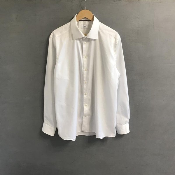 Men Eton Shirt White Cotton 44 / XXL / 52 #1UTC