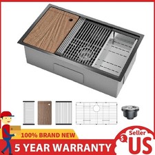 Undermount Kitchen Sink ,32x19x10" Stainless Steel Single Bowl Sink Workstation
