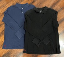 Untuckit Pair-Navy Blue, Black Casual Everyday Long Sleeve Polo XL