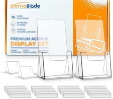 2 Pack Clear Tri Fold Brochure Holder With Business Card AZM Displays ON SALE