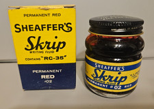 Vintage Sheaffer's SKRIP Writing Fluid 02 Permanent RED 2 oz Bottle Ink and Box