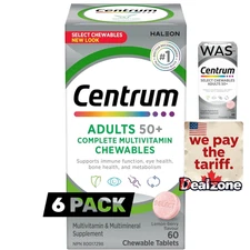 6x Centrum Select WOMEN/MEN 50+ Multivitamin 60 Chewable Tablets